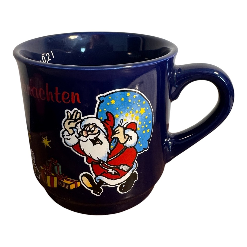 Mohaba Blue Mug Frohe Weihnachten Santa Angel Gluhwein 0.2L German Christmas
